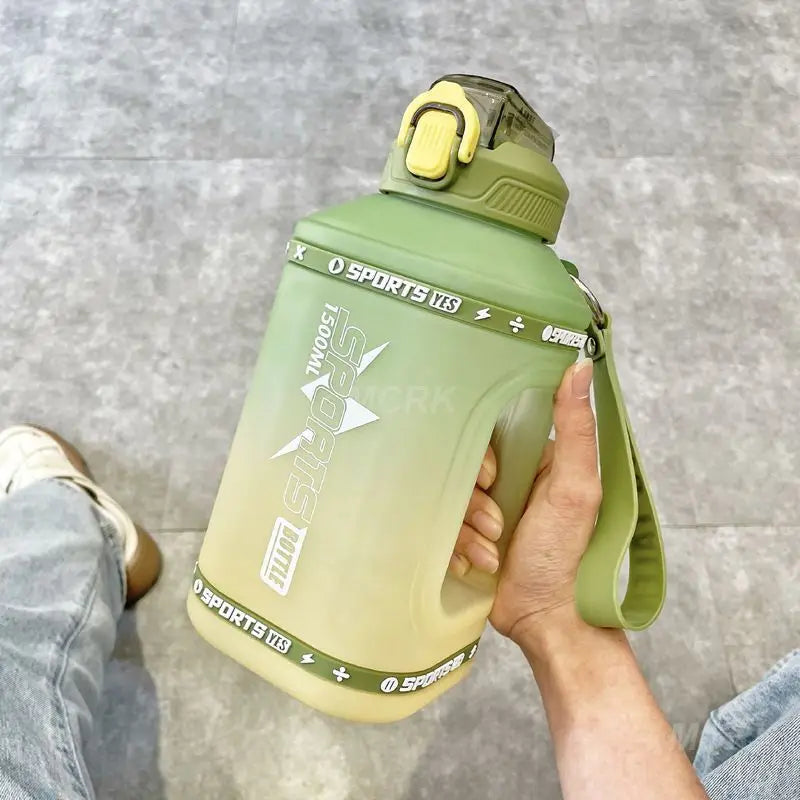 Premium Portable 1.5 Liter Silicone Sports Water Bottle with Straw - Bulk Wholesale Available