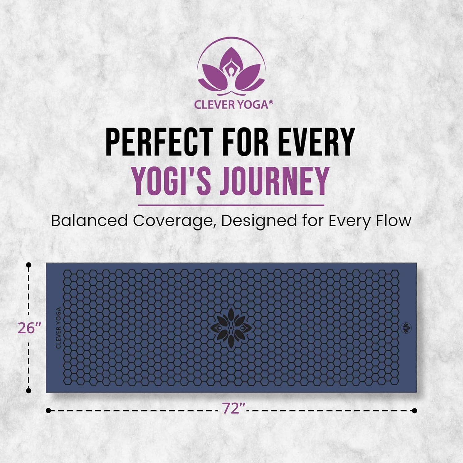 Premium Non-Slip Hot Yoga Mat Towel - Sweat Absorbent with Honeycomb Silicone Grip, Lightweight and Washable - Ideal for Pilates and Travel - Dark Blue