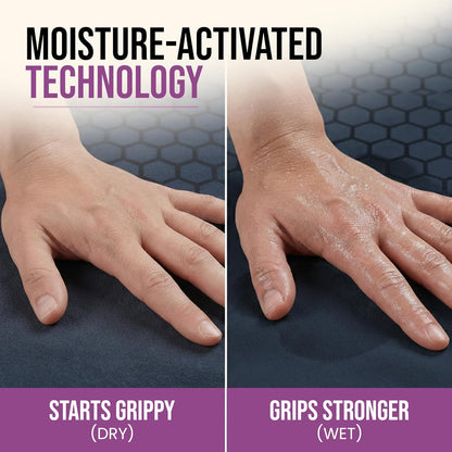 Premium Non-Slip Hot Yoga Mat Towel - Sweat Absorbent with Honeycomb Silicone Grip, Lightweight and Washable - Ideal for Pilates and Travel - Dark Blue