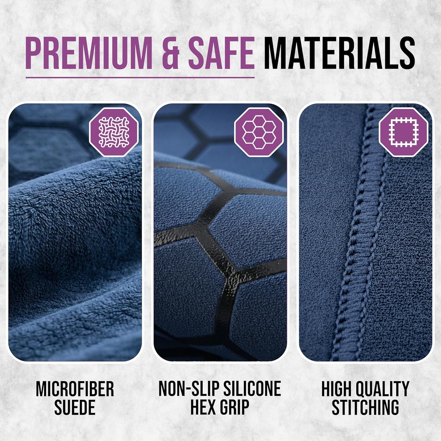 Premium Non-Slip Hot Yoga Mat Towel - Sweat Absorbent with Honeycomb Silicone Grip, Lightweight and Washable - Ideal for Pilates and Travel - Dark Blue