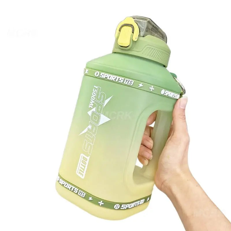 Premium Portable 1.5 Liter Silicone Sports Water Bottle with Straw - Bulk Wholesale Available