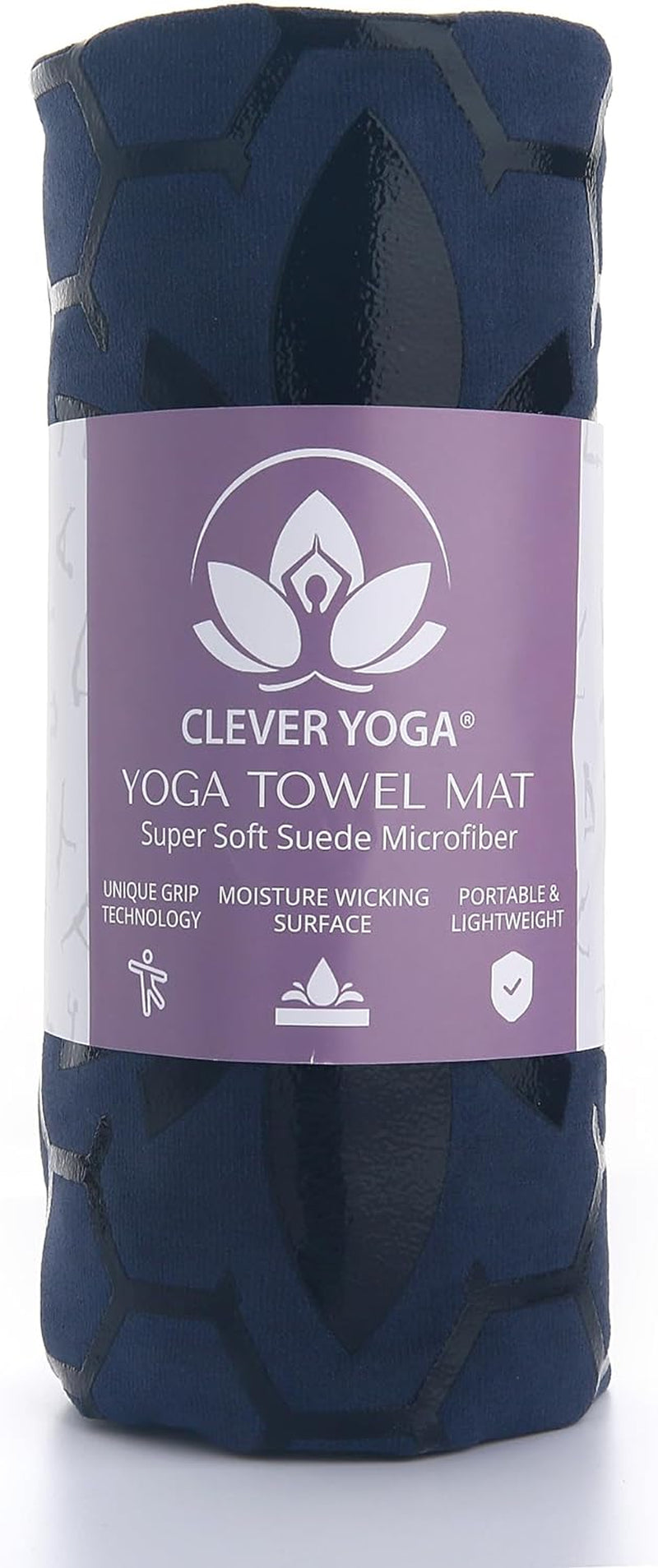 Premium Non-Slip Hot Yoga Mat Towel - Sweat Absorbent with Honeycomb Silicone Grip, Lightweight and Washable - Ideal for Pilates and Travel - Dark Blue