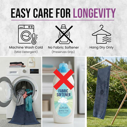 Premium Non-Slip Hot Yoga Mat Towel - Sweat Absorbent with Honeycomb Silicone Grip, Lightweight and Washable - Ideal for Pilates and Travel - Dark Blue