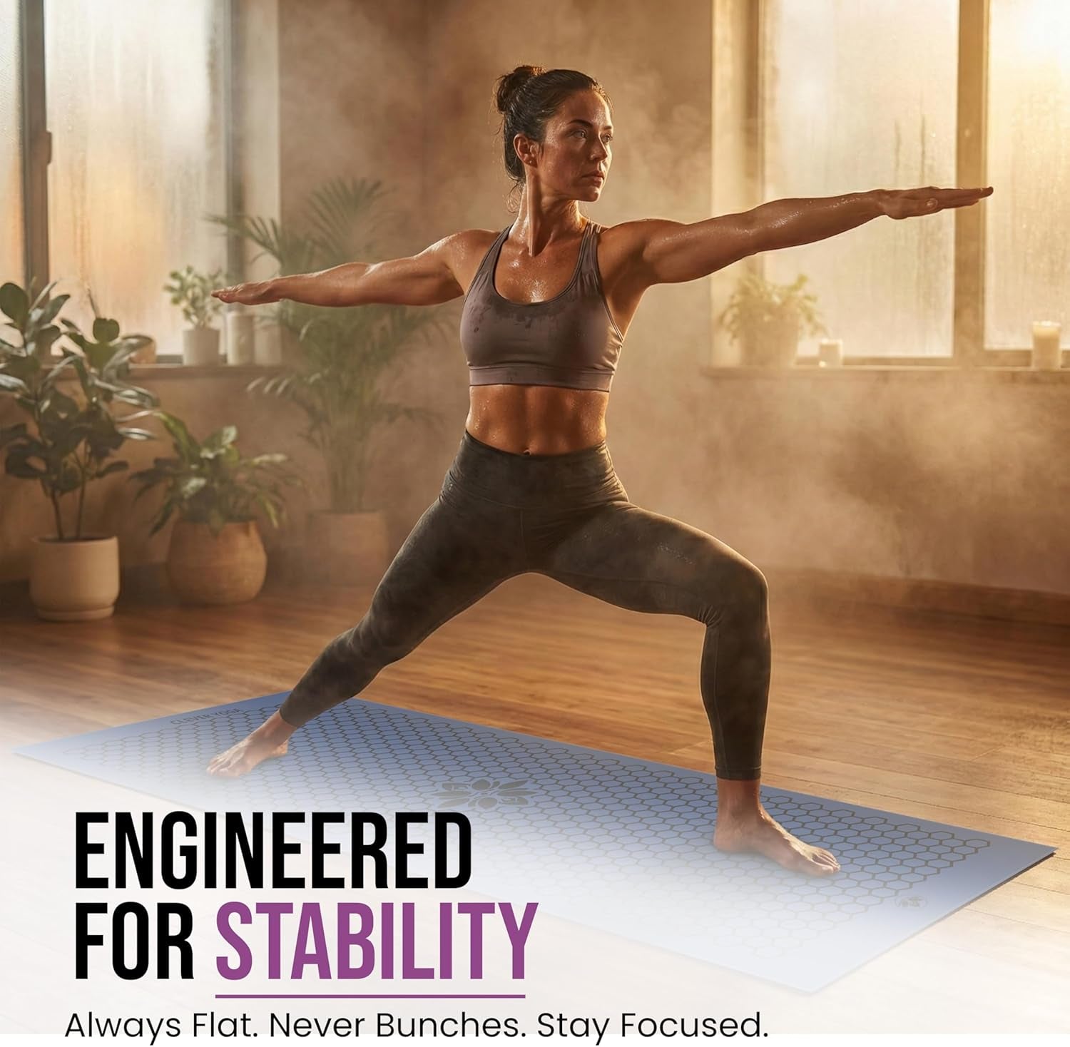 Premium Non-Slip Hot Yoga Mat Towel - Sweat Absorbent with Honeycomb Silicone Grip, Lightweight and Washable - Ideal for Pilates and Travel - Dark Blue