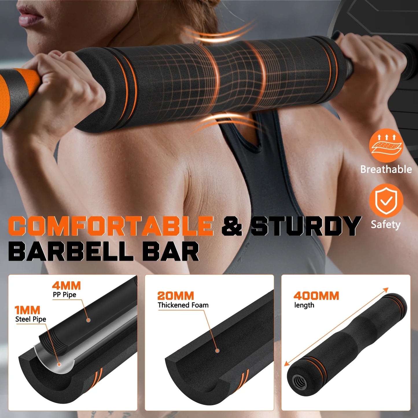 66 lb 4-in-1 Adjustable Dumbbell Set with Connector - Versatile Free Weight System for Barbell, Kettlebell, and Push-Up Stand Exercises for Home Gym - Suitable for Men and Women