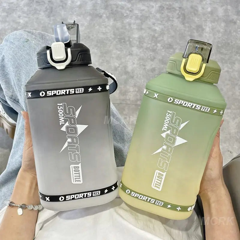 Premium Portable 1.5 Liter Silicone Sports Water Bottle with Straw - Bulk Wholesale Available